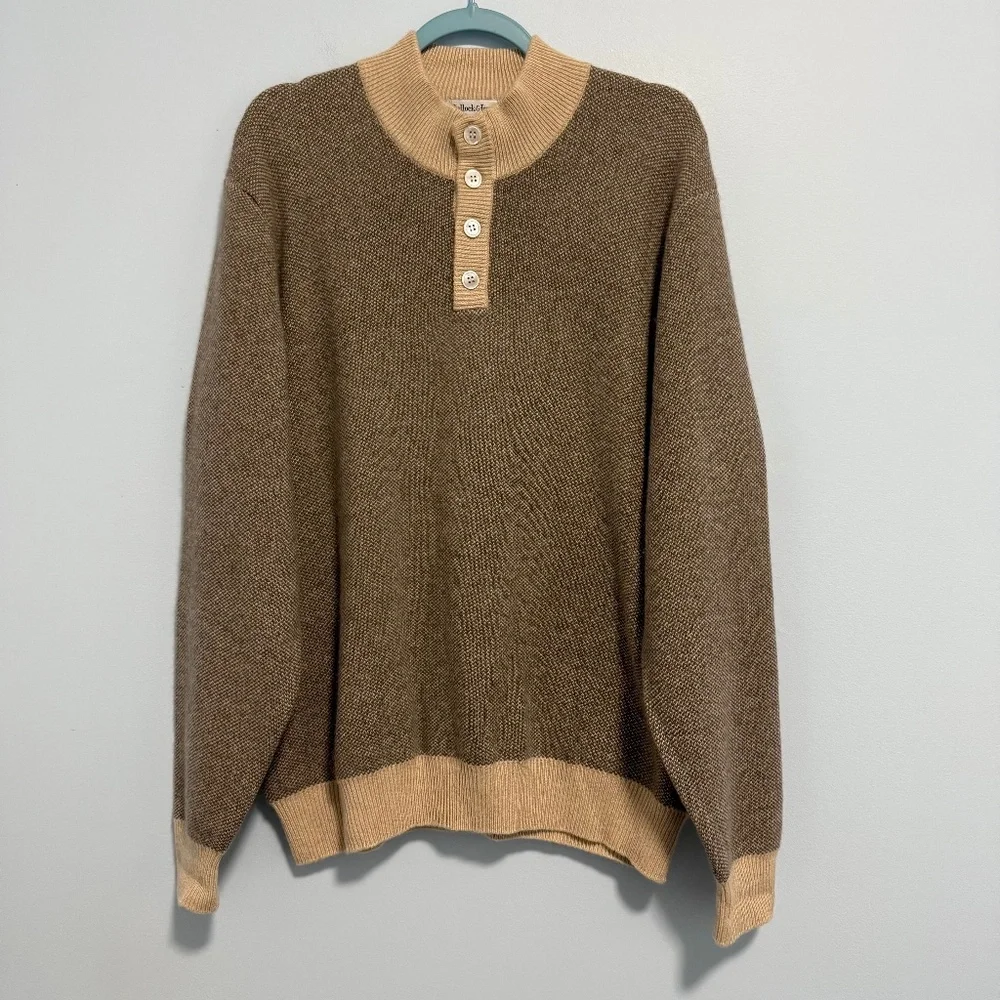 Bullock Jones Men’s 100% Pure Cashmere Quarter Button Super Soft Sweater Size XL